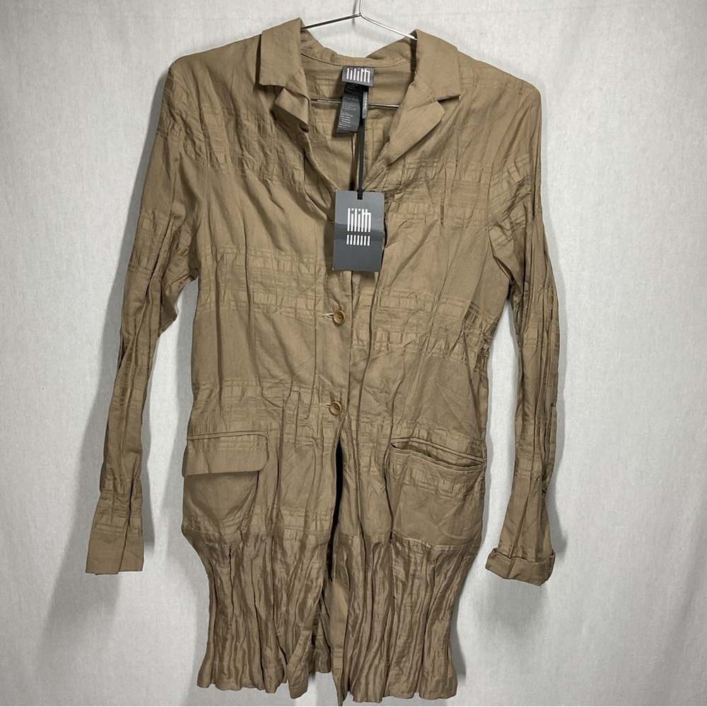 Lilith Neutral Minimalist Art to Wear Cotton Jacket in Size L / 42